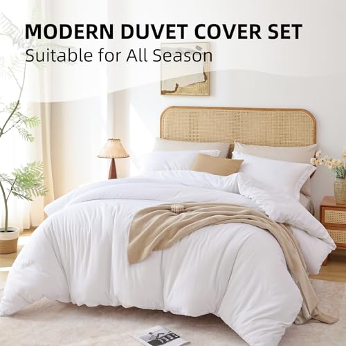 Whitney Home Textile White Duvet Cover Set Twin Size - 2 Piece Luxury Soft Cooling Duvet Cover with Zipper Closure and Pillow Sham, Breathable Washed Brushed Microfiber, Comforter Not Included Whitney Home Textile