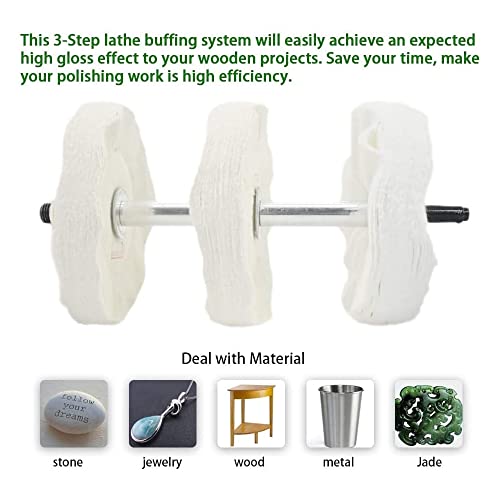 scottchen PRO Woodworking Lathe Buffing System 16" #2MT Mandrel 3-Step Buffing Wheel Kits 8inch with 3pcs Polishing Cutting Compounds - WoodArtSupply