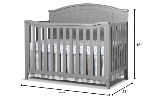 Sorelle Furniture Fairview Crib, Classic 4-in-1 Convertible Crib, Made of Wood, Non-Toxic Finish, Wooden Baby Bed, Toddler Bed, Child’s Daybed and Full-Size Bed, Nursery Furniture -Gray Sorelle