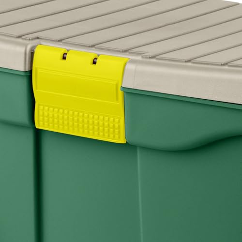 Rolling Garden Cart with Seat - Plastic Storage with Bench and Interior Tool Tray - Gardening Stool for Weeding and Planting By Pure Garden (Green) Pure Garden