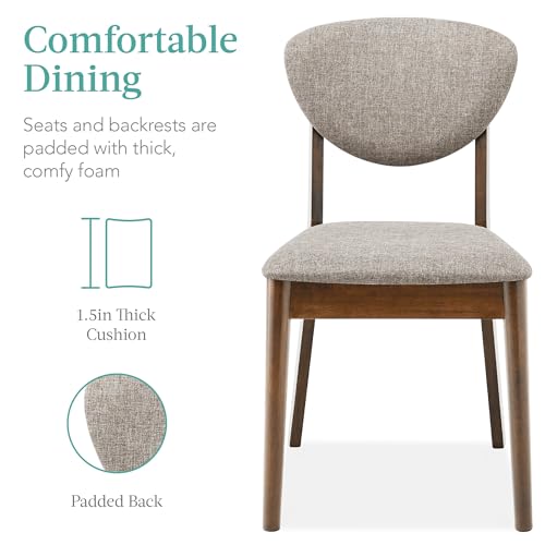 Best Choice Products 5-Piece Dining Set, Compact Mid-Century Modern Table & Chair Set for Home, Apartment w/ 4 Chairs, Padded Seats & Backrests, Wooden Frame - Walnut/Light Gray Best Choice Products