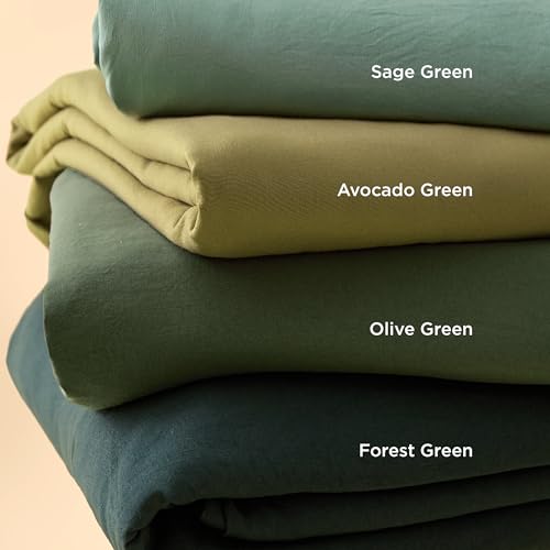 Bedsure Sage Green Duvet Cover Queen Size - 3 Pieces Prewashed Cotton-Like Polyester Extra Soft Bedding Set, Includes 1 Duvet Cover 90x90 Inches with Zipper Closure & 2 Pillow Shams, No Comforter Bedsure