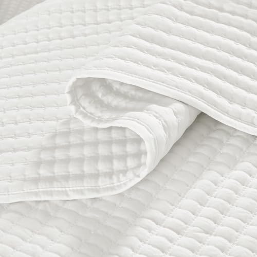 WRENSONGE White King Size Quilt Bedding Sets-3 Pieces Lightweight Bedspreads Summer Coverlet for All Season, Soft King Quilt Bedding Set with 2 Pillow Shams Suitable for Bed, Couch, Quilt Blanket WRENSONGE