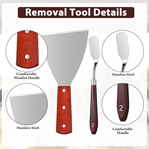 5 Pcs 3D Printer Scraper 3D Printer Accessories 3D Printer Removal Tool Kit Scraper Stainless Steel Enhanced Version Knife with Sturdy Wooden Handle for Easy Separation of Prints Minatee