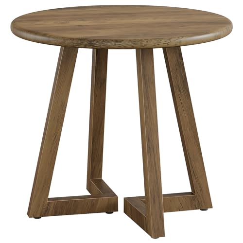 Tribesigns Small Round Conference Table for 4 People, 31.5-Inch Office Table, Reception Desk for Conference Room, Negotiation Room (Brown) Tribesigns