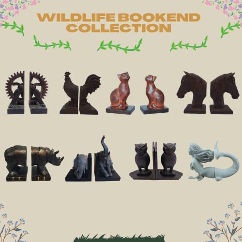 Comfy Hour Farmhouse Collection 9" Length 6" Height Set of 2 Rooster Design Art Bookends, 1 Pair, Antique Style, Heavy Weight, Rusty Effect, Polyresin Comfy Hour