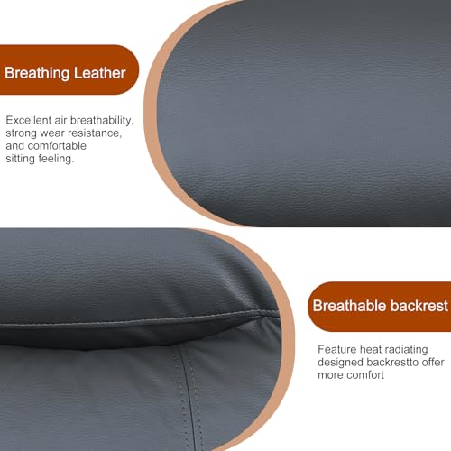 Daydo Sempli Power Recliner Sofa Set with LED/USB Port/Cup Holder,Breathing Leather Reclining Couch Set,Living Room Furniture Sets with Storage,for Living Room,House,Office(3-PCS, Deep Gray)