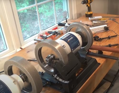 CBN Wheel 8 inch,CBN Grinding Wheels 8'' Diameter, 5/8'' Bore, 1.5'' Wide, 1'' Down The Side, for Sharpening Woodturning and HSS Tools(600 Grit) WoodArtSupply