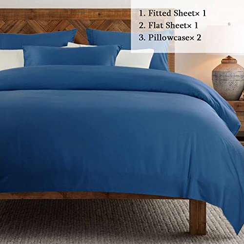 SONORO KATE Bed Sheet Set Super Soft Microfiber 1800 Thread Count Luxury Egyptian Sheets 16-Inch Deep Pocket Wrinkle and Hypoallergenic-4 Piece(Queen, Navy Blue) SONORO KATE