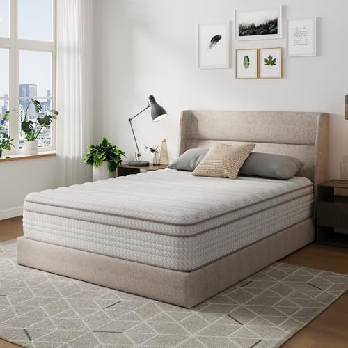 Novilla 12 Inch Full Size Mattress in a Box, Hypoallergenic & Back Pain Relief, Hybrid Full Mattresses with Smarts Coils, Fiberglass Free CertiPUR-US Certified Colchones No Box Spring Needed Novilla