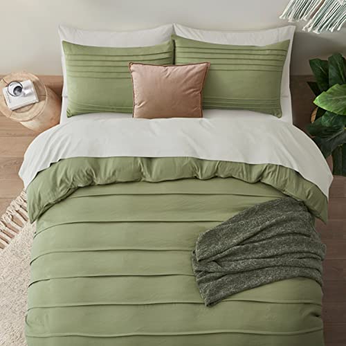 Oli Anderson Sage Green Duvet Cover Twin Size - Pleated Twin Duvet Cover, 2PCS Soft and Breathable Textured Bedding Set with Zipper Closure(Sage Green,68"x90") Oli Anderson