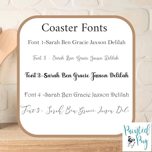 Engraved Slate Coasters for Drinks Custom Coaster Set Monogrammed Initial Name Personalized Gift for Couples Handmade by The Painted Pug (Engraved Slate) The Painted Pug