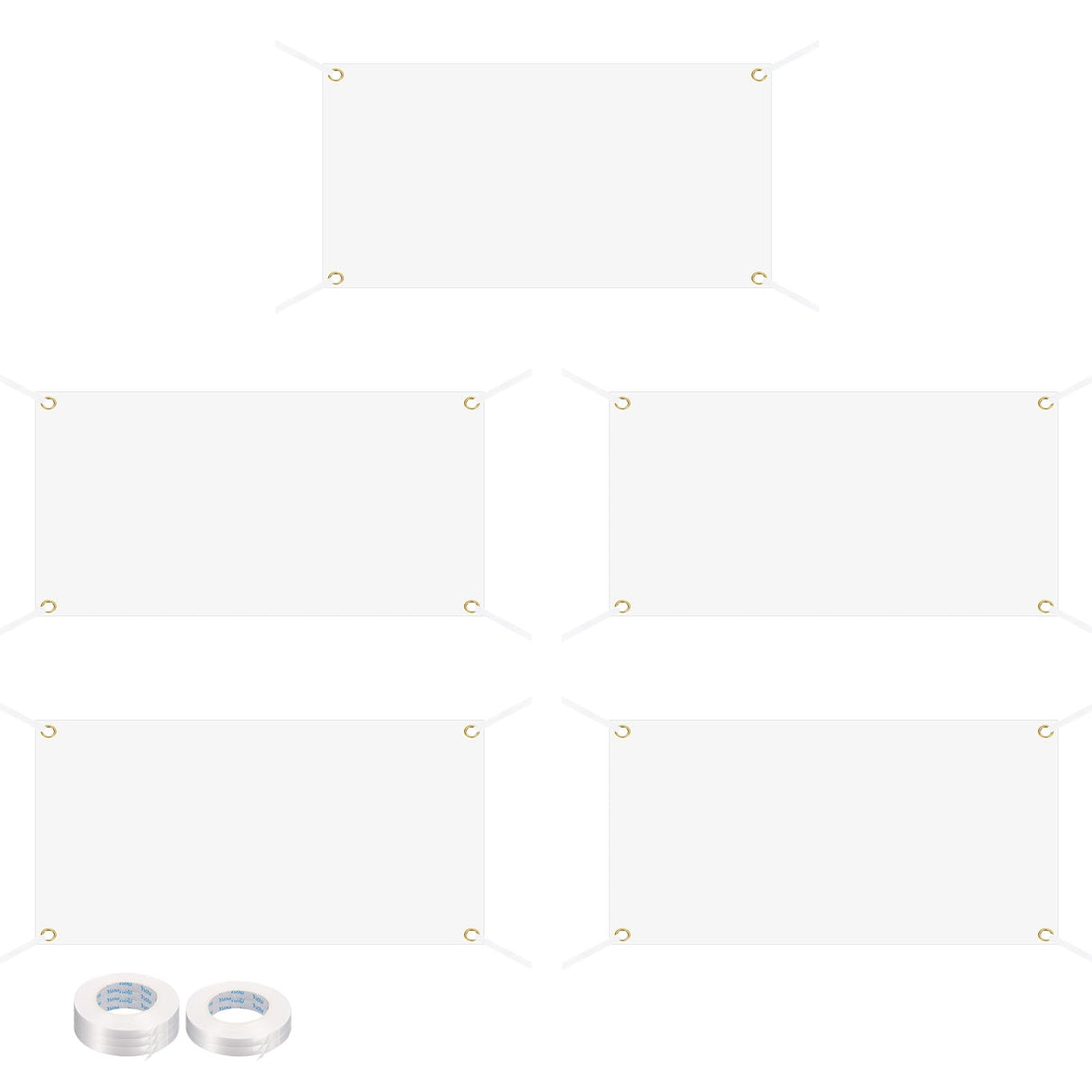 PATIKIL 5 PCS Blank Banners Signs to Decorate 2'x4', Sublimation White Banner with Hanging Rope for Business Outside Outdoor Wall PATIKIL