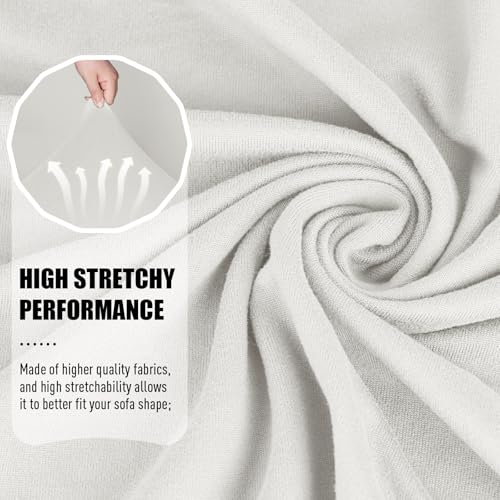 TAOCOCO Reclining Loveseat with Middle Console Slipcover, 4 Piece Polyester Fabric Stretch Loveseat Reclining Sofa Covers (Milk White, 2 Seat Recliner Cover with Console) TAOCOCO