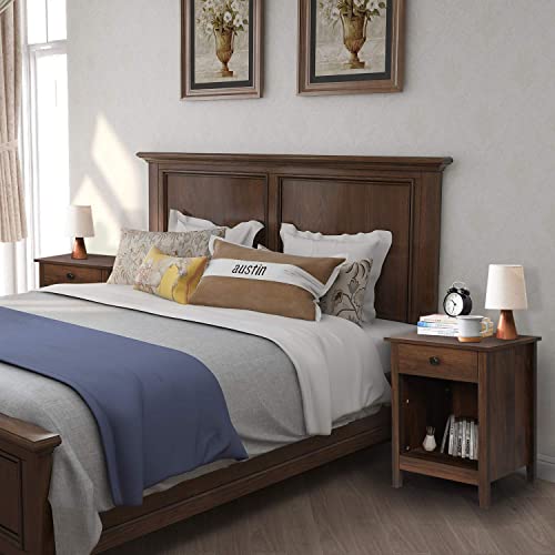 Rustic GBU Nightstands - Set of 2 Wooden Bedside Tables with Drawers for Stylish Storage GBU