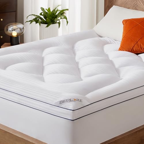 BEDLORE Queen Mattress Topper, Thick Pillow Top Bed Cover for Back Pain Relief, Soft Mattress Pad with Deep Pockets 6-18 inch BEDLORE