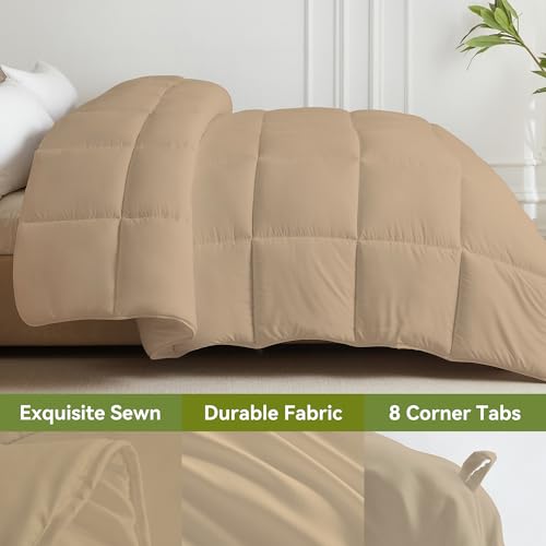 L LOVSOUL Down Alternative Comforter King Size Duvet Insert,All Season Duvet Insert with Corner Tabs,Khaki Comforter King 106x90Inches L LOVSOUL