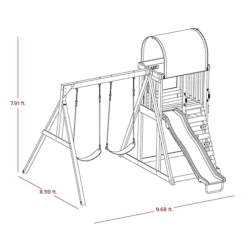 Sportspower Augusta Wooden Swing Set with Heavy Duty A-Frame & 6ft Double Wall Slide, Bonus Anchor Kit Included Sportspower