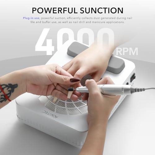 Aokitec Nail Dust Collector with Reusable Filters, Powerful Nail Vacuum Fan with Disposable Filter Cotton Dual-use Electric Dust Collection Machine Aokitec