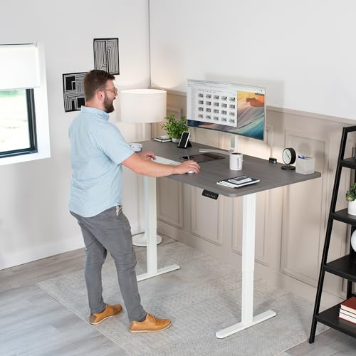 VIVO Electric Stand Up Desk Frame, DIY Workstation, Frame Only, Dual Motor Ergonomic Standing Height Adjustable Base with Memory Controller, White, VIVO