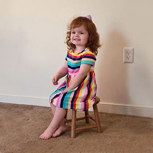 CONSDAN Kids Stool, Milking, USA Grown Oak, Plant Stand, Handcrafted Solid Wood, 9" Low, Round Step, Wooden for Kids, Small Short, Shoe Changing (Natural) CONSDAN