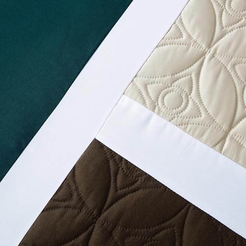 Chezmoi Collection Upland 7-Piece Quilted Patchwork Comforter Set, Teal/Beige/Brown, King Chezmoi Collection