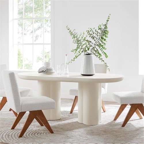 Modway EEI-6764-WHI Caspian 72" Oval Concrete Dining Table, White Modway