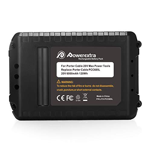 Powerextra 20V Max 6.0Ah Lithium Replacement Battery Compatible with Porter Cable PCC685L PCC680L Cordless Tools Batteries Powerextra