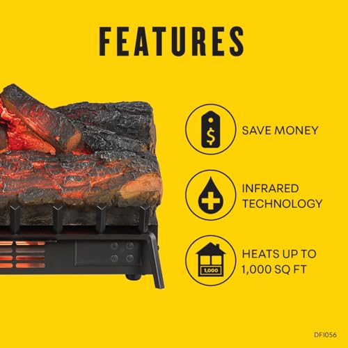 duraflame Electric Log Set 1,000 Sq Ft Heater, Faux Logs Insert with Infrared Flames for Existing Fireplaces, Remote Control Included Duraflame