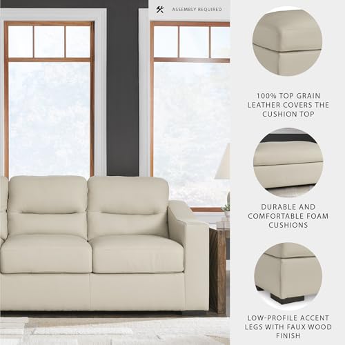 Signature Design by Ashley Treasure Trove Contemporary Leather Match Sofa, Beige Signature Design by Ashley