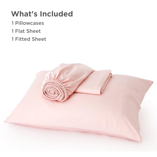 Bedsure Cooling Sheets Twin, Rayon Derived from Bamboo, Breathable & Soft Twin Sheets Set, Deep Pocket Up to 16 Inches, Hotel Luxury Silky Bedding for Hot Sleepers, Pink Bedsure