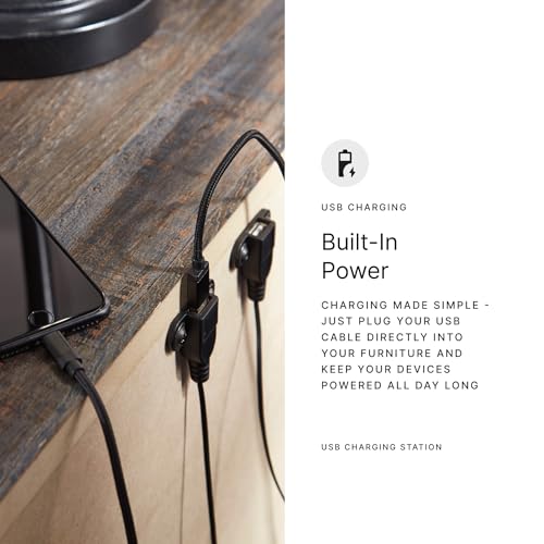 Signature Design by Ashley Leesworth Modern Power Reclining Sofa with USB Charging Ports, Blue Signature Design by Ashley