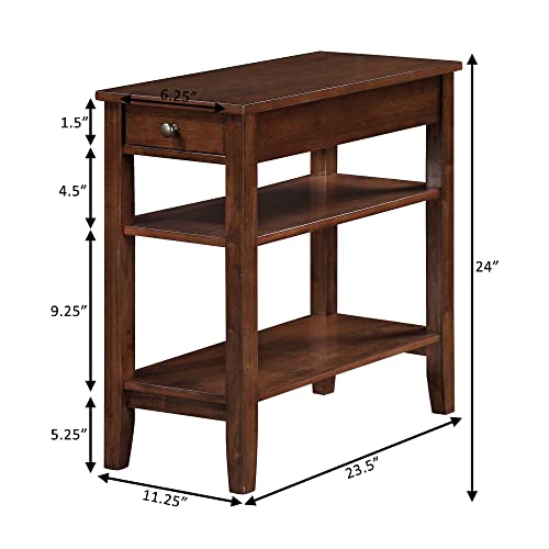 Convenience Concepts American Heritage Chairside End Table with Drawer 23.5" - Classic Living Room Table with Storage Shelf, Bedroom Nightstand, Espresso Convenience Concepts