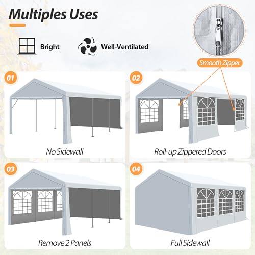 Raysfung 13 x 20Ft Party Tent Heavy Duty Outdoor Wedding Tent with Removable Sidewalls Event Shelters Canopy for Party Raysfung