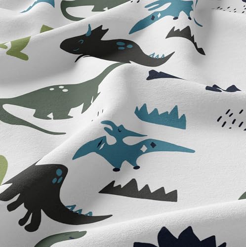 Sweet Jojo Designs 3-Piece Twin Sheets Set (Blue Green Dinosaur) for Boys, Kid, Childrens Bedding incl. Single Size Bed Flat Fitted Sheet & Pillow Case (Modern Dino, Dinosaurs Theme, T-Trex, Jurassic) Sweet Jojo Designs