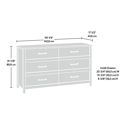 Sauder Cannery Bridge 6 Drawer Dresser Bedroom Dresser Chest of Drawers Wooden, in Lintel Oak Sauder