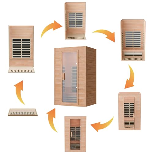TO'GO 902GH Far Infrared Sauna for Home - 2 Person, Low EMF Heating Panel, Home Sauna 2 Person, Pre-Set Time and Temperature, Canadian Hemlock Wood Dry Sauna with Bluetooth TO'GO HI