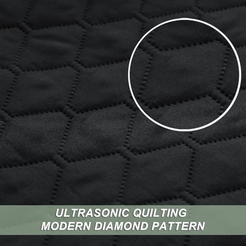 Exclusivo Mezcla Reversible Twin Quilt Bedding Set with Pillow Sham, Lightweight Quilts Twin Size, Soft Bedspreads Bed Coverlets for All Seasons - (Black, 68"x88") Exclusivo Mezcla