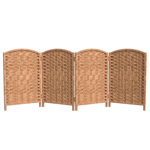 Red Lantern 2 ft. Short Diamond Weave Fiber Folding Screen - Natural - 4 Panel Red Lantern