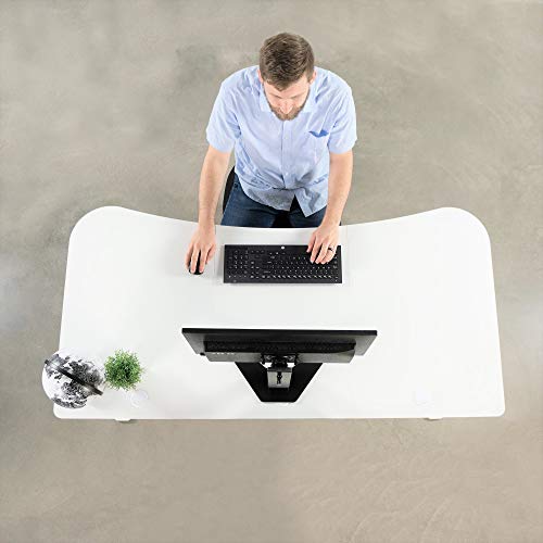 VIVO Electric Height Adjustable 63 x 32 inch Memory Stand Up Desk, White Table Top, White Frame, Touch Screen Preset Controller, 2E Series, DESK-KIT-2E1W VIVO