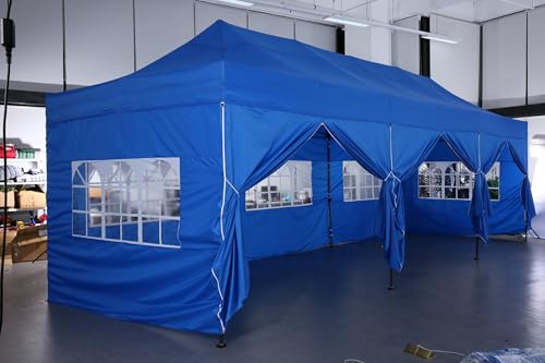 COBIZI 10x30 Pop up Canopy Tent 10x30 Canopy with 8 Sidewalls Waterproof Heavy Duty Commercial Canopy Tent for Parties Outdoor Tent Garden Gazebo Tent, Carry Bag with Wheel(10x30ft, Gray) COBIZI