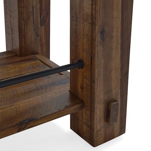 Durango 54-Inch Farmhouse-Industrial Style Wood Console Table with Two Open Shelves, Solid Wood Top, and Natural Grain and Knots – Fits TVs up to 60 Inches in Living Rooms by Alaterre Furniture Alaterre Furniture