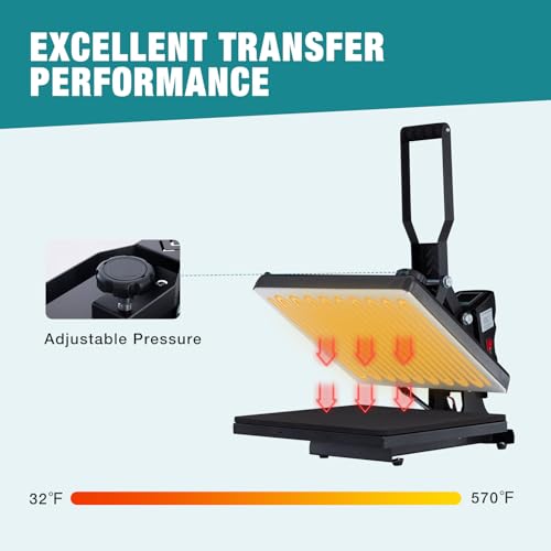 OLIXIS LW Heat Press, 15x15 Heat Press Machine for T Shirts with LCD Display & Memory Mode, 1200W Heat Transfer Machine for Bags, Pillows, Aprons OLIXIS
