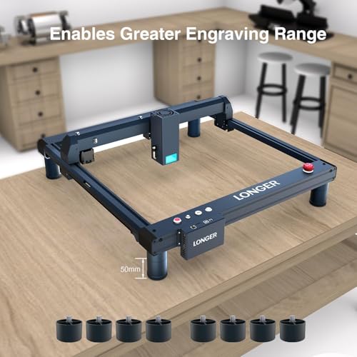Longer B1 40W Laser Engraver, 48000mW Output Laser Cutter Machine with Auto Air Assist, 440mm*440mm Honeycomb, Y-axis Rotary Roller 360° Rotation with Bracket,8Pcs Laser Engraver Raiser QFLONGER