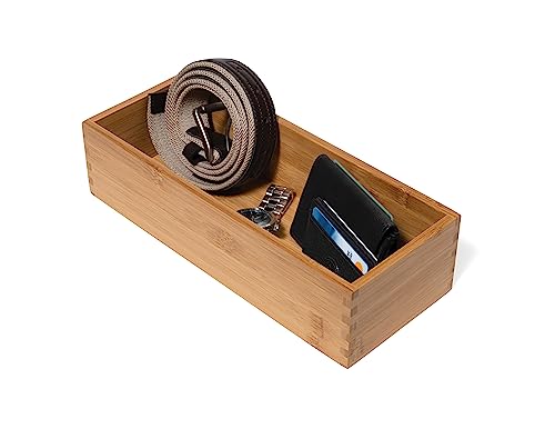 Lipper International Bamboo Wood Utensil Holder Storage Box for Cooking Tools, Makeup, or Office Supplies, 5" x 12" x 3" Lipper International