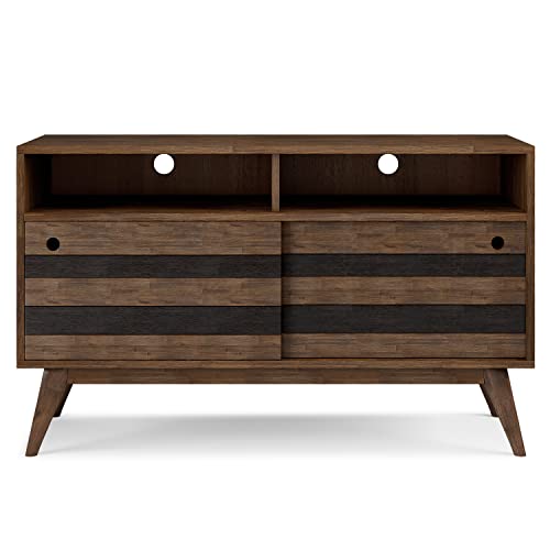 SIMPLIHOME Clarkson SOLID ACACIA WOOD 54 Inch Wide Mid Century Design TV Media Stand in Rustic Natural Aged Brown for TVs up to 60 Inches, For the Living Room and Entertainment Center SIMPLIHOME