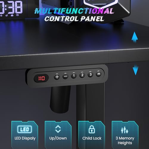 SIAGO Electric Standing Desk Adjustable - 55 x 24 Inch Sit Stand up Desk with Cable Management - 3 Memory Preset Adjustable Height Desk Computer Home Office Desk SIAGO