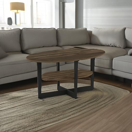 Furinno Coffee Table, 1-Pack, Columbia Walnut/Black Furinno