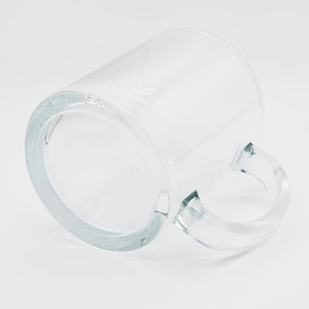 MR.R 11oz Sublimation Blanks Glass Clear Transparent Mug,Coffee Mugs with Handle for Heat Thermal Coating Transfer,Set of 6 MR.R