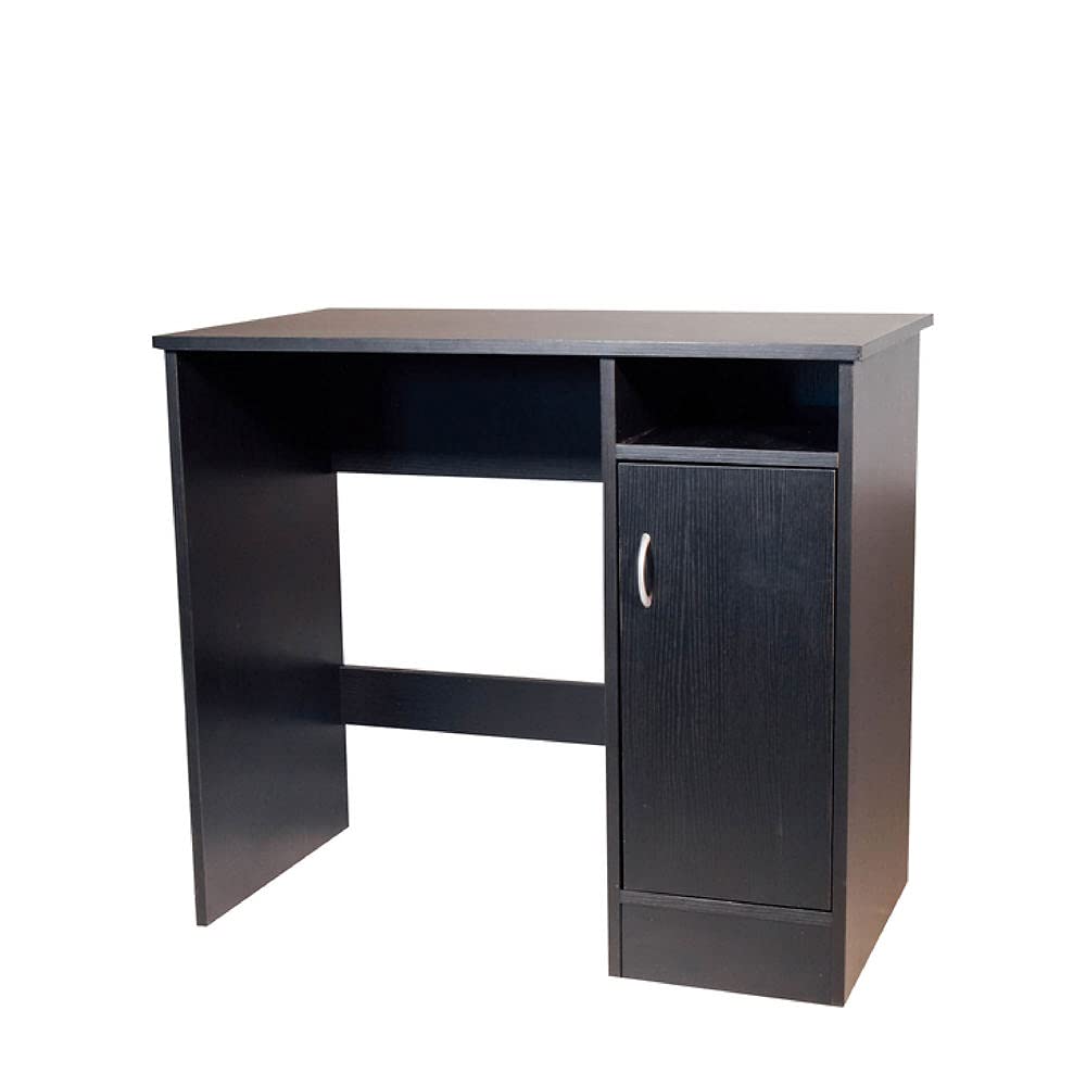 OneSpace Madison Cabinet Computer Desk, Writing Desk with Storage and Drawer, Black OneSpace